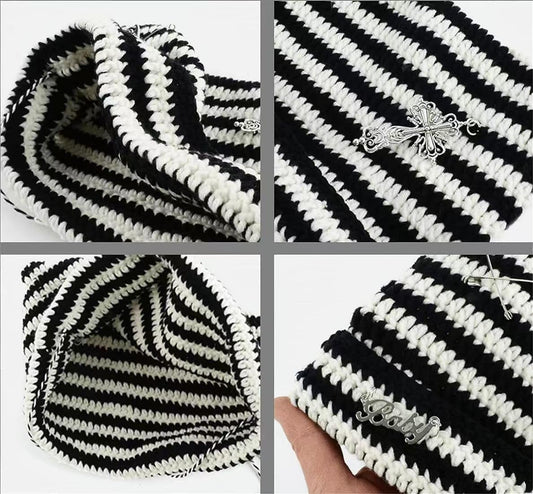 Grunge Beanies Crochet Knitted Hats for Women Girls Fox Cat Ear Goth Emo Alt Y2K Accessories Grunge Clothes V1259-DP01-A-4058