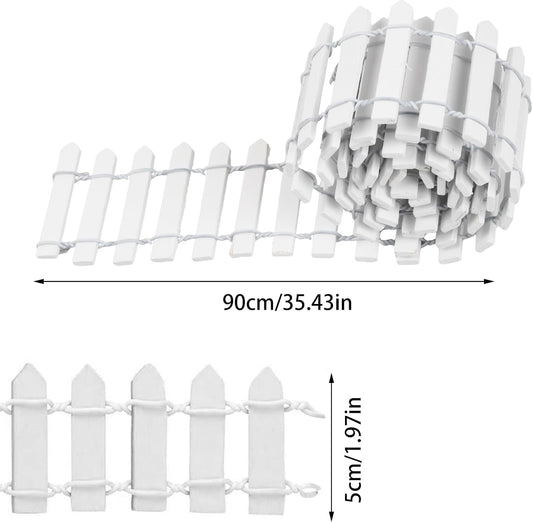 2Pcs 35x2 Inch Mini Wooden Garden Fence, Miniature Fairy Gardens Fence, Ornament Fences Picket Fence V1259-DP01-A-4098