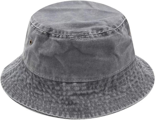 Vintage Solid Colored Bucket Hat for Men and Women Cotton Sun Hat UV Protection Foldable Washable V1259-DP01-A-4137