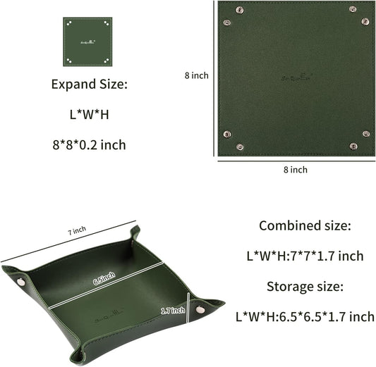 Leather Jewelry Valet Tray for Women and Man, Entryway Table Bedside Nightstand Desk Portable Small Catchall V1259-DP01-A-4145