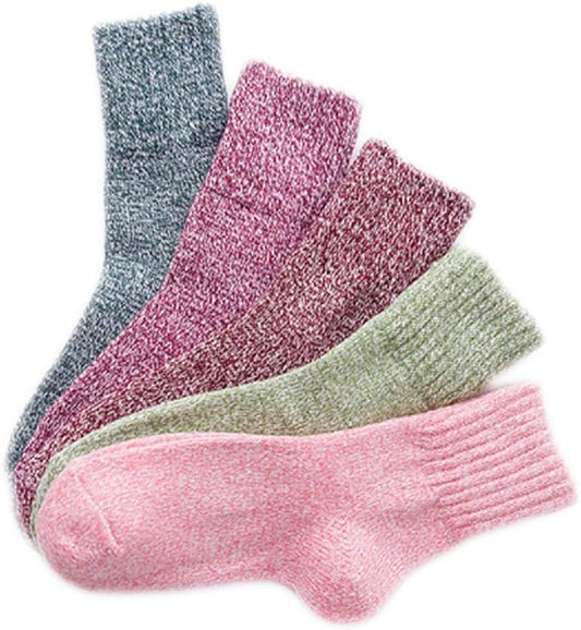 Winter Women Socks 5 Pairs Vintage Style Knit Wool Casual Socks Warm Socks V1259-DP01-A-4184