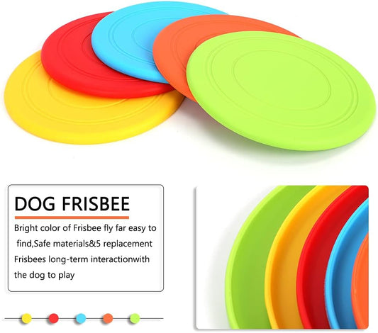 5 Pack Dog Frisbee,Dog Flying Disc Puppy Flyer Toy React Faster Training Interactive Toys for Small Medium V1259-DP01-A-4222