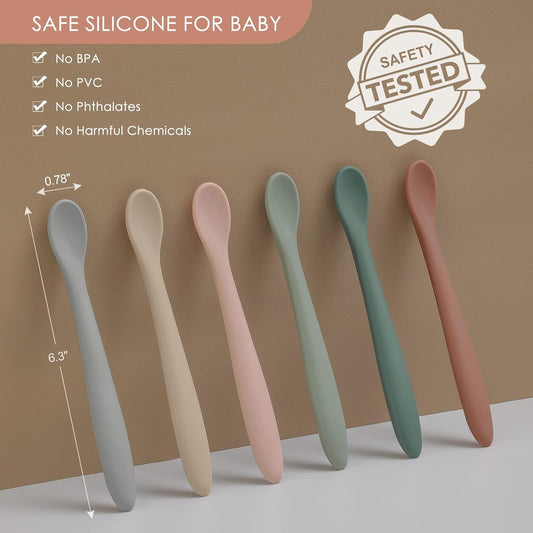 6-Piece Silicone Baby Feeding Spoons, First Stage Infant Soft-Tip Easy on Gums I Training Spoon | Utensils V1259-DP01-A-4316
