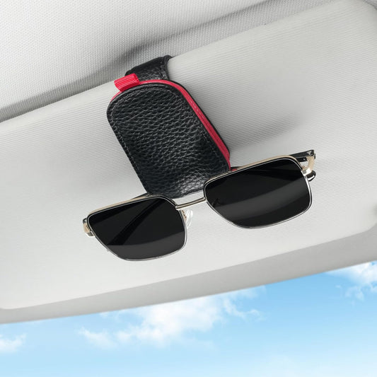 Sunglasses Holder for Car, Leather Magnetic Buckle Sun Visor Sunglass Clip, Ticket Card Storage Glasses Car V1259-DP01-A-4394