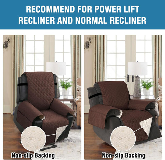 100% Waterproof Power Lift Recliner Chair Cover Non Slip Electric Covers for with Pocket Large Covers, Brown - V1259-DP01-A-4435
