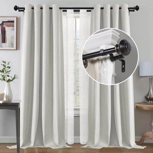 Double Curtain Rods for Windows 16.2 to 90.6 Inches 3/4 inch Diameter Adjustable Decorative Telescoping Rod V1259-DP01-A-4439