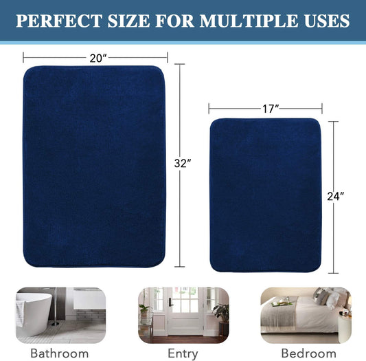 Bath Mat Memory Foam Set Bathroom Rug Flannel Velvety Luxury Extra Soft and Absorbent Non Slip Rugs for V1259-DP01-A-4445