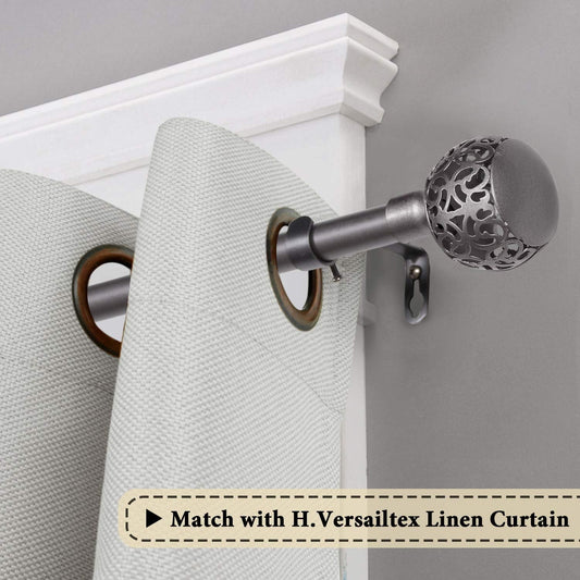 Window Treatment Single Curtain Rod Set Telescoping with Carved Hollow Ball Finials, Adjustable Length from V1259-DP01-A-4469