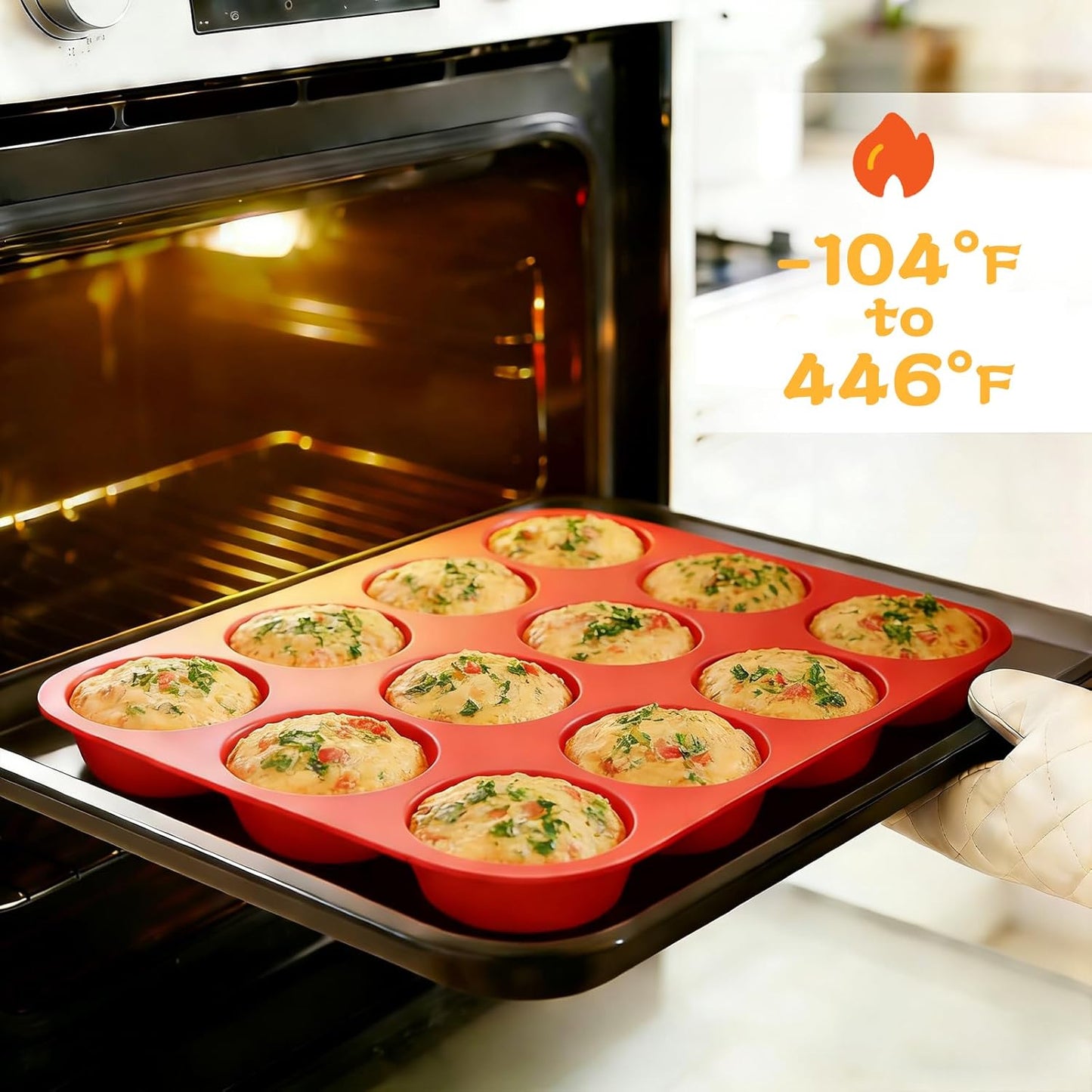 12 Cups Silicone Muffin Pan - Nonstick Cupcake 1 Pack Regular Size Mold for Baking 1pc: 12-Cup V1259-DP01-A-4493
