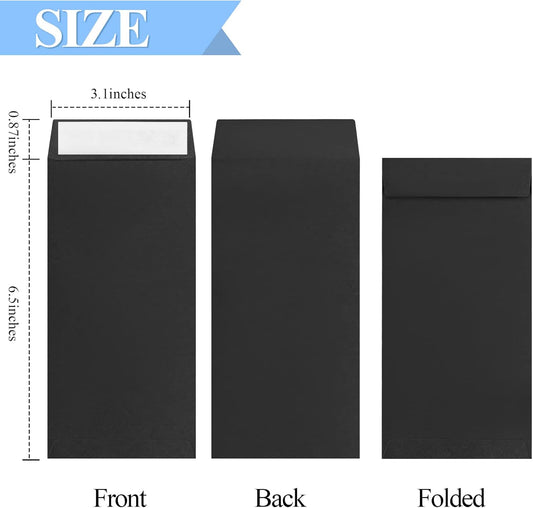 BONUS++ Envelope Set - 120 Envelopes for Cash, Checks, & Tickets; 80GSM, 3.2x6.6 inch Black Perfect Cash V1259-DP01-A-4680