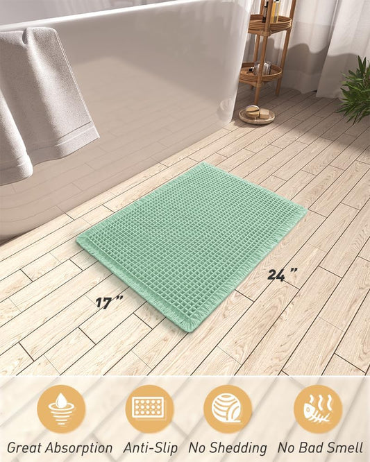 Upgraded Waffle Bath Mat, Super Absorbent Non Slip Mats for Bathroom Floor, Machine Washable Rugs with V1259-DP01-A-4744