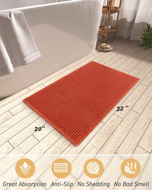 Upgraded Waffle Bath Mat, Super Absorbent Non Slip Mats for Bathroom Floor, Machine Washable Rugs with V1259-DP01-A-4747
