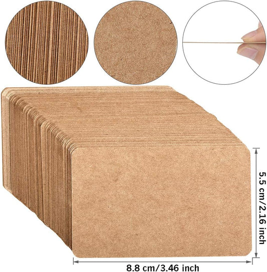 100pcs 3.54"x2" Blank Kraft Paper Business Card, Words Message Notes paper Tags, Mini Craft Cardboard V1259-DP01-A-4756