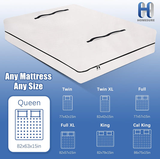 Mattress Bags for Moving and Storage with 8 Handles - Cover Heavy Duty, Strong Zipper Closure, Supplies & Bag V1259-DP01-A-4762