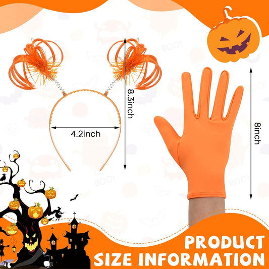Halloween Dress up Set Included Orange Wig and Wrist Spandex Gloves Headband Ponytails Head Bopper Cosplay V1259-DP01-A-4787