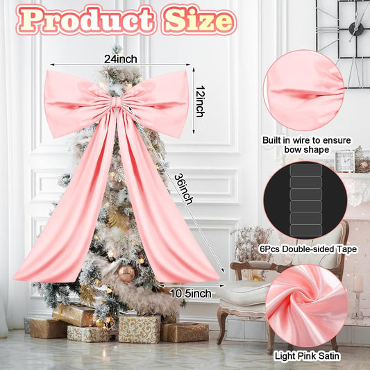 Large Pink Bow Decor Coquette Wall for Backdrop 24 x 36'' Big Giant Satin Ribbon Tie Birthday Wedding Bridal V1259-DP01-A-4800