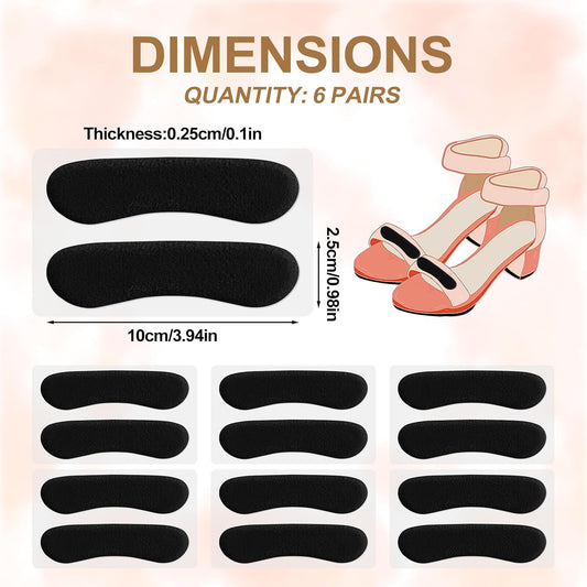 6 Pcs Sandal Strap Cushion Strips, Cushioning Insert Pads Self-Adhesive Soft Heel Grips Liner for Loose Shoes V1259-DP01-A-4914
