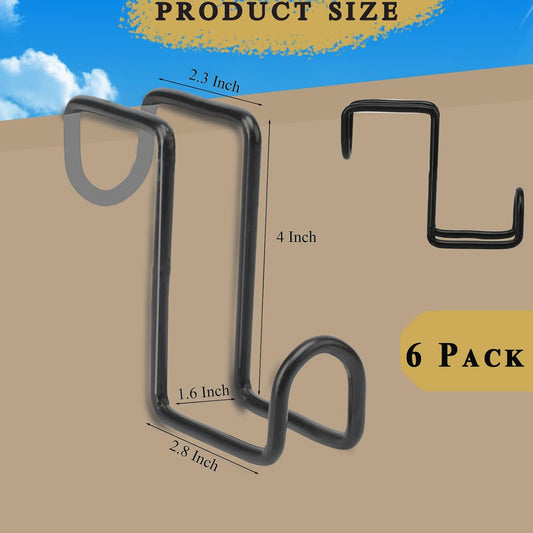 6pcs 4 Inch Tack Hook, Heavy Duty Metal Over Rail Hook for Hanging Horse Bridles,Buckets(Black) - V1259-DP01-A-5063