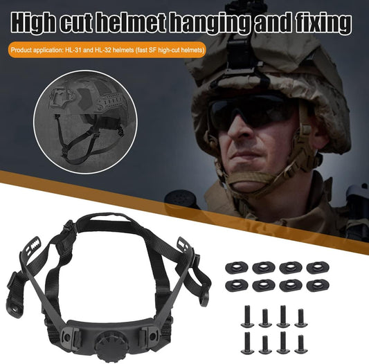 Tactical Helmet Strap Adjustable Chin Inner Suspension System with Bolts and Screws for Fast MICH IBH Airsoft V1259-DP01-A-5091