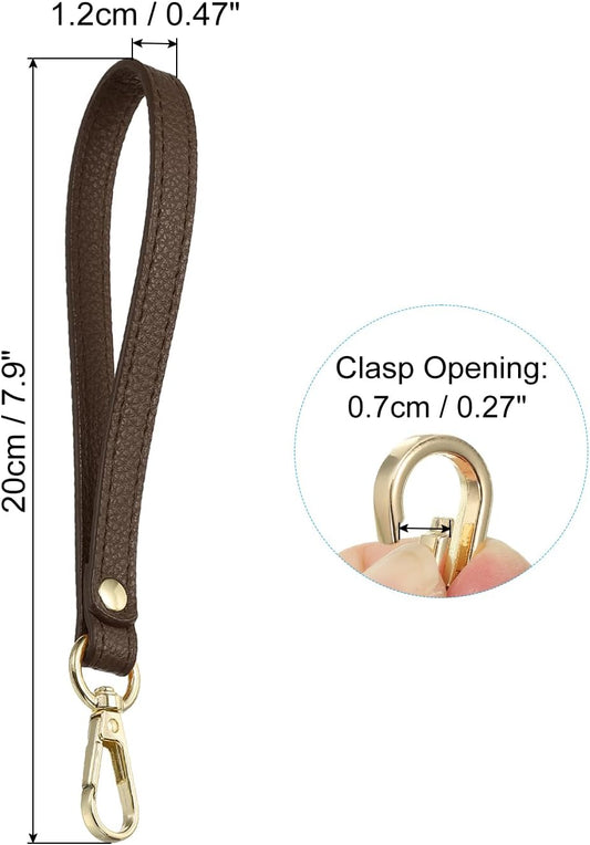 PU Leather Keychain with Metal Key Ring Lock, for Wallet Purse Gold, Brown - V1259-DP01-A-5106