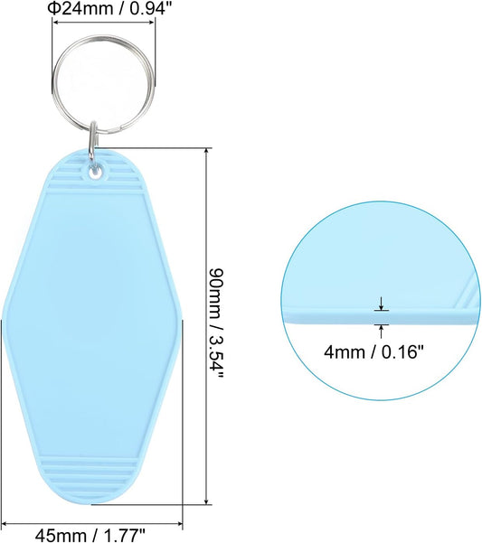 Vintage Motel Keychain, Blank Hotel Keychains Rhombus Retro Key Tag for Backpack Luggage Labels Tags Sky Blue V1259-DP01-A-5119