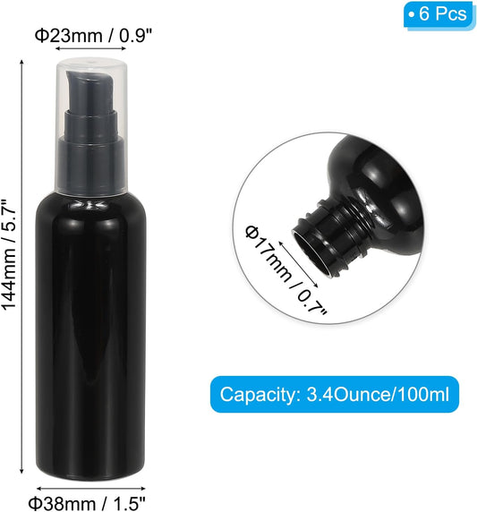 Travel Pump Bottles, 6 Pcs 3.4Oz(100ml) Leak Proof Refillable Empty Dispenser Container Squeeze Bottle with V1259-DP01-A-5130