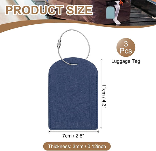 Suitcase Tags, Deep Blue Leather Luggage Name Tags Airplane Travel Essentials Business Trip Accessories with V1259-DP01-A-5137