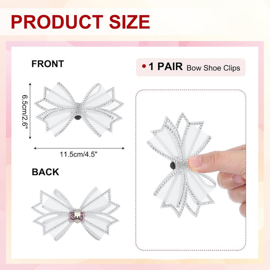 Rhinestone Shoe Clips, 1 Pair Detachable Classic Fashion Sparkling Bow Heels Accessories Decoration for V1259-DP01-A-5153