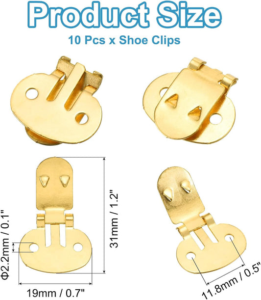 19mm x 31mm Shoe Clips, 10 Pcs Flat Blank Clips Supplies Embellishments for DIY Crafts Decoration Project V1259-DP01-A-5193