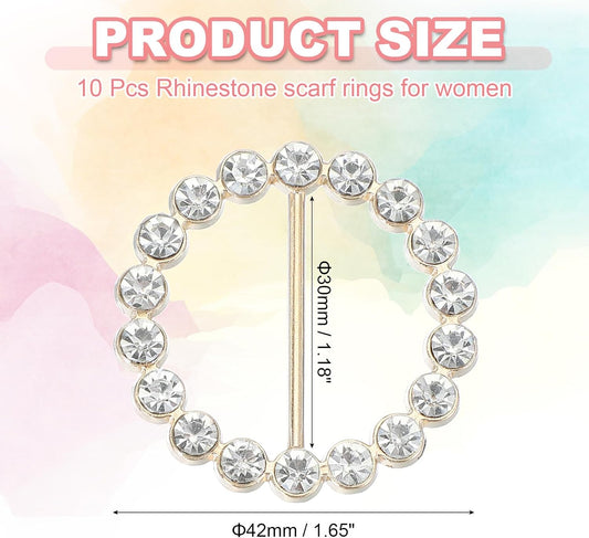 Silk Scarf Ring Clip Bling Rhinestone T-Shirt Clips Tie Waist Knotted Buckle Rings Metal Circle Buckles for V1259-DP01-A-5195