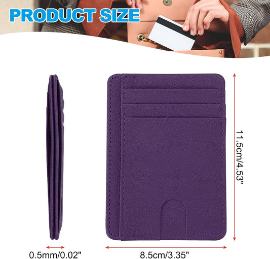 Minimalist Slim Wallet, Leather Front Pocket RFID Blocking Wallet Credit Card Holder Money Clip with ID V1259-DP01-A-5199