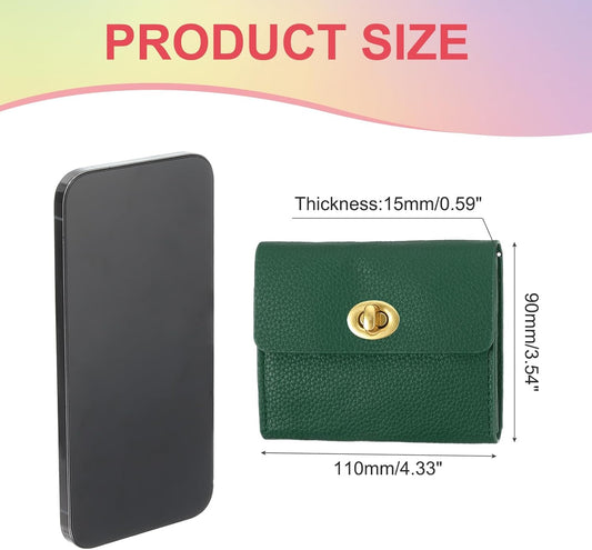 Small Leather Wallets for Women with Metal Buckle, Stylish Card Holder Wallet Case Coin Purse Cash Business V1259-DP01-A-5218