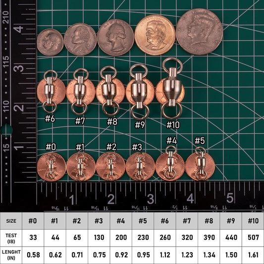20 Pack Fishing Swivels, Ball Bearing Swivels Tackles, Copper Stainless Steel Solid Rings High Strength V1259-DP01-A-5345