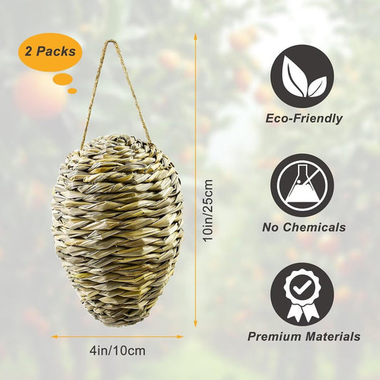 Woven Crochet Wasp Nest Decoy, Waterproof Faux Hanging Hornets Hive Nests Artificial Fake Decoy Decoration V1259-DP01-A-5358