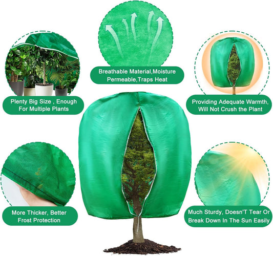 2pcs Huge Plant Covers Freeze Protection, 95"x83" Winter Tree Cover with Zipper Drawstring Thickened Frost V1259-DP01-A-5373