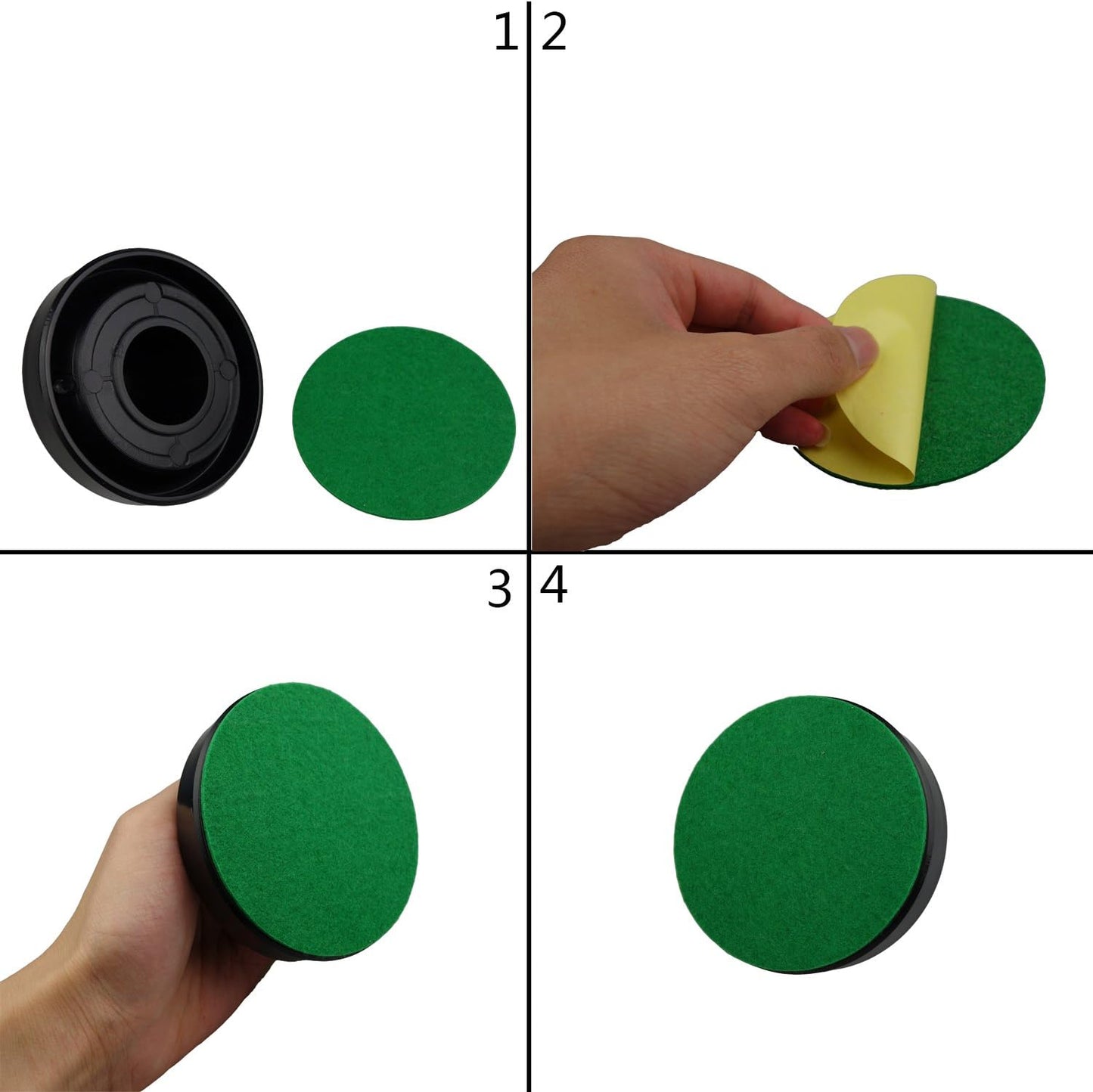 12 Pack Self Adhesive Air Hockey Mallet Felt Pads, Green, 94mm (green-12 Pack) V1259-DP01-A-542