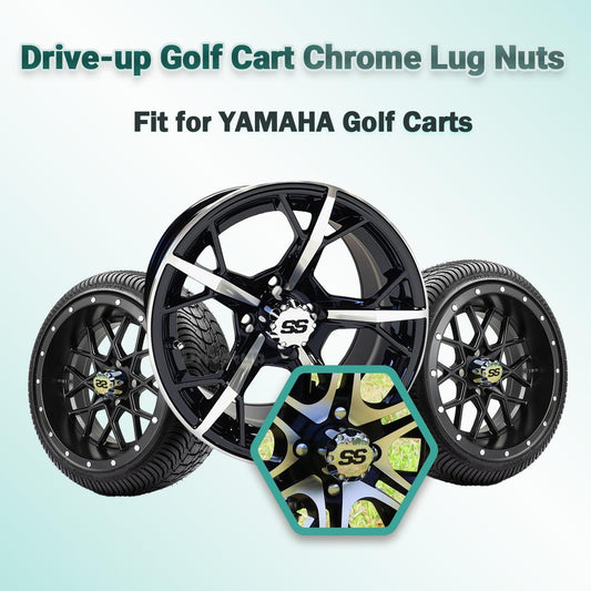 Golf Cart Chrome Lug Nuts Suitable for Yamaha/GEM Models 12MMx1.25-Pack of 16 - V1259-DP01-A-5455
