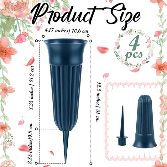 4 Pack Cemetery Vases with Spikes Headstone Vase for Graves Memorial Grave Site Decorations Floral Markers V1259-DP01-A-5582