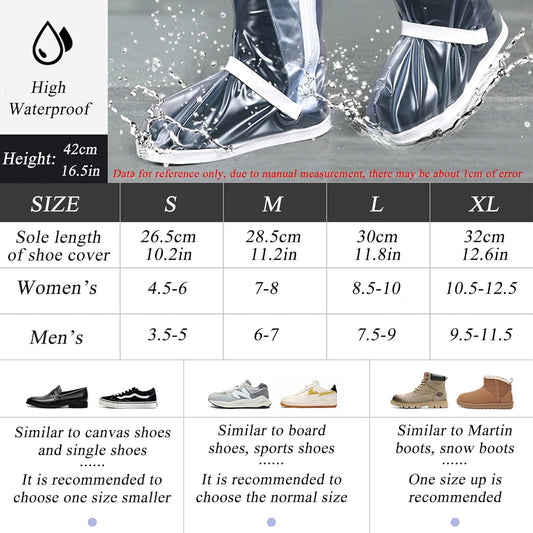 Waterproof Rain Shoe Covers Men Reusable Foldable Snow Boot with Reflector Non Slip Protector for Raining V1259-DP01-A-5697