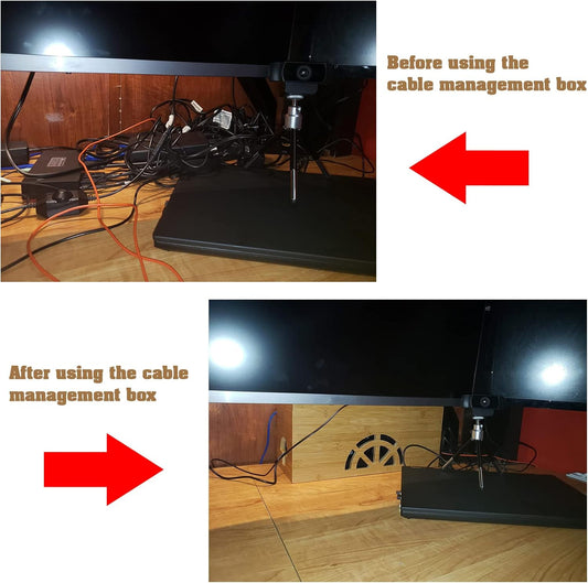 Cable Management Box,Cord Organizer Box,Bamboo Box for fit Desk Computer USB Behind TV Home Hall Power - V1259-DP01-A-5727