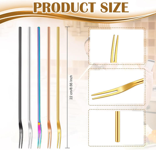 5 Pcs Pickle Fork, 8.66 Inches Long Handle Olive Fork 304 Stainless Steel Picker Grabber Tool for Jar V1259-DP01-A-5738