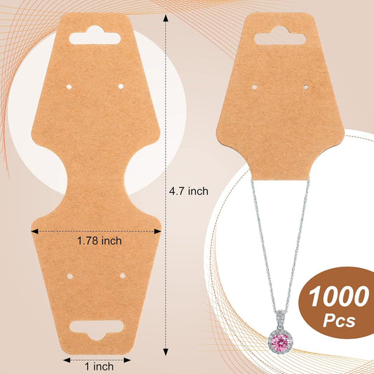 1000 Pcs Necklace Display Cards with Adhesive, Jewelry Bracelet Cards, Keychain Packaging Holder, Blank Kraft V1259-DP01-A-5744
