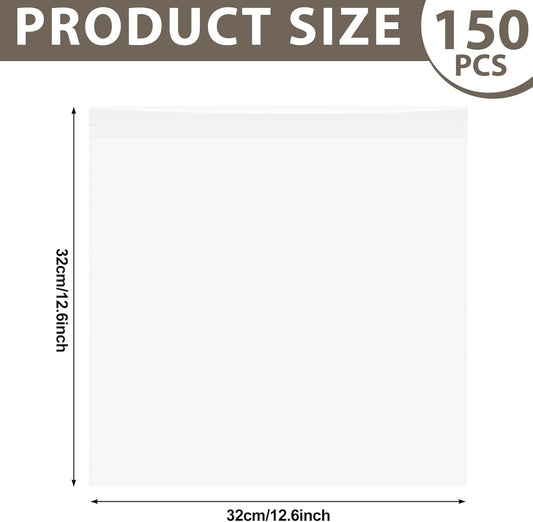 150 Pcs 12 x Inch Clear Cellophane Plastic Bags Self Adhesive Cello Bag Scrapbook Paper Cardstock Organizer V1259-DP01-A-5766