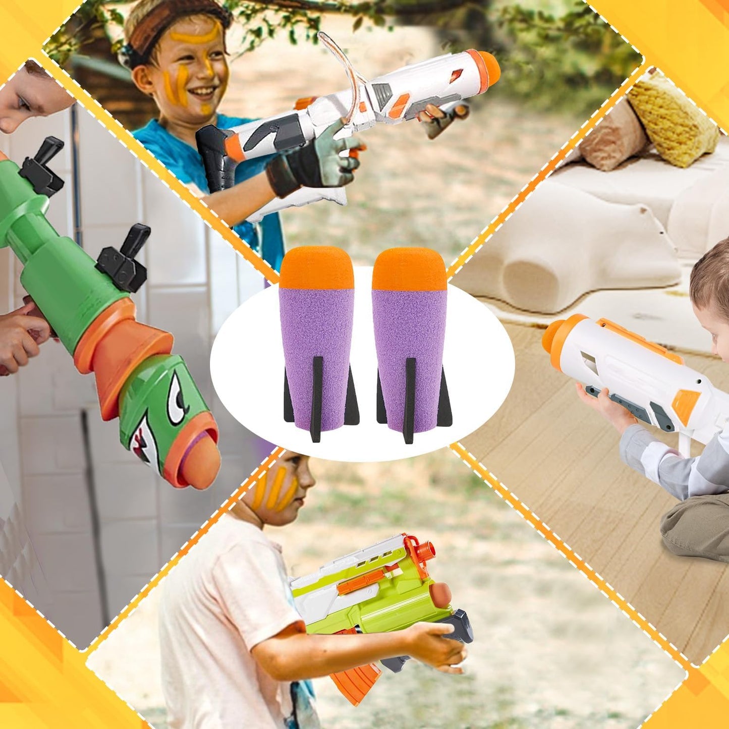 Missile Filled Foam Rocket Launcher Compatible for Nerf N-Strike Elite Series 10pcs,purple V1259-DP01-A-623