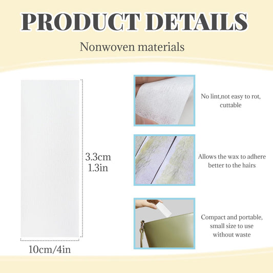 Disposable Portable Non-Woven Hair Removal Strips 1.3x4 Inches for Beauty Body Care, Beeswax Special White V1259-DP01-A-647