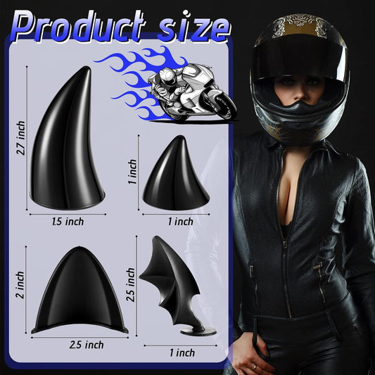 4 Pairs Helmet Devil Horns Motorcycle Accessories Cat Ears Wings with Adhesive Suction Cup Ski Bike for Women V1259-DP01-A-676
