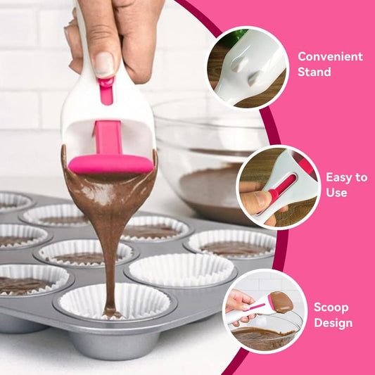 Cupcake Batter Scoop, Scoop Dispenser Sliding Button Baking Cake Dispensing Spoon for Baking, Pastry & V1259-DP01-A-697