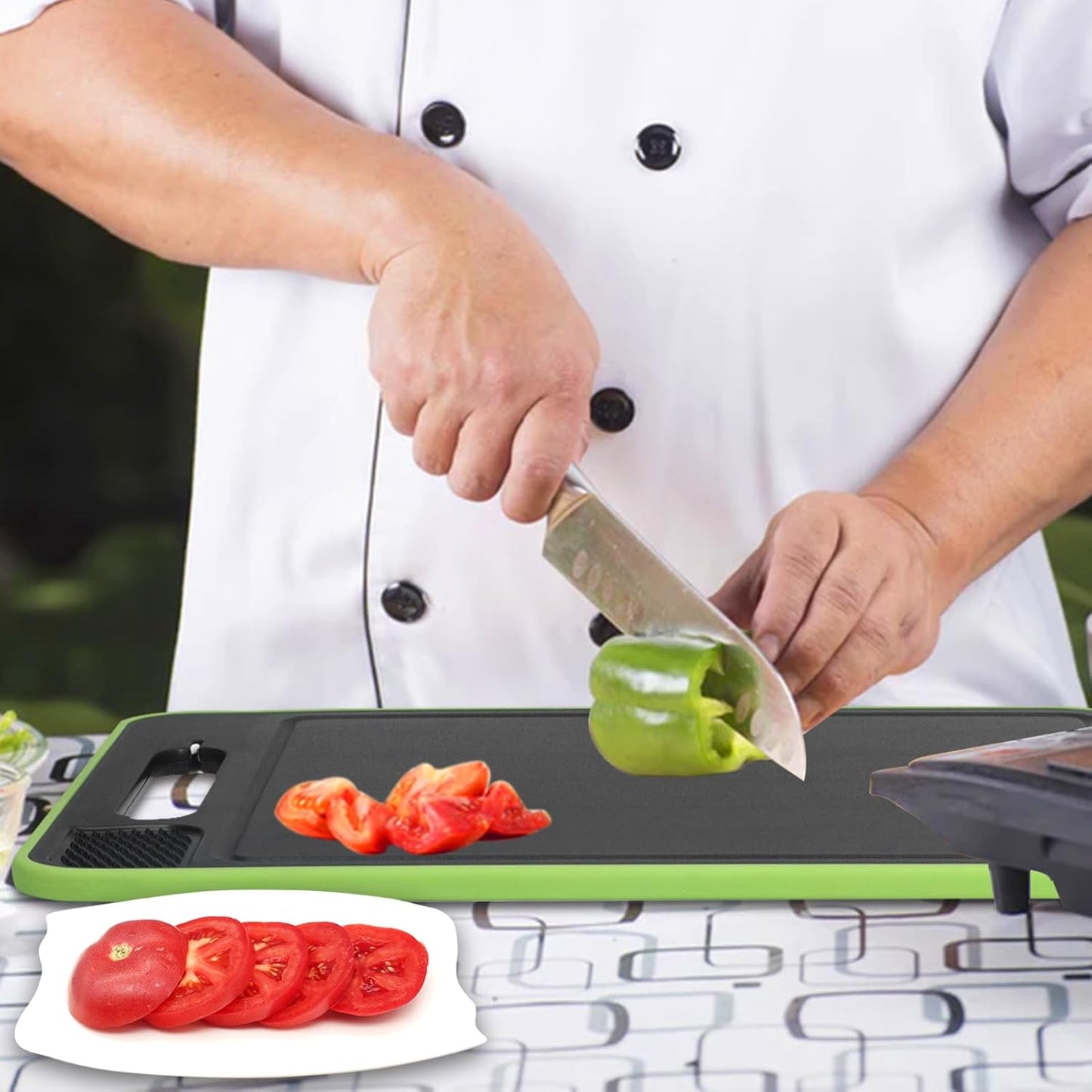 2 in 1 Defrosting Tray, Defrost Cutting Board with Knife Sharpener, Thawing Tray for Frozen Meat, Double V1259-DP01-A-701