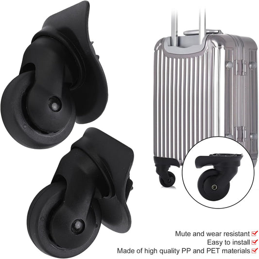 1 Pair Luggage Suitcase Wheels, Universal Replacement Wheels for Mute Swivel Casters Black V1259-DP01-A-717