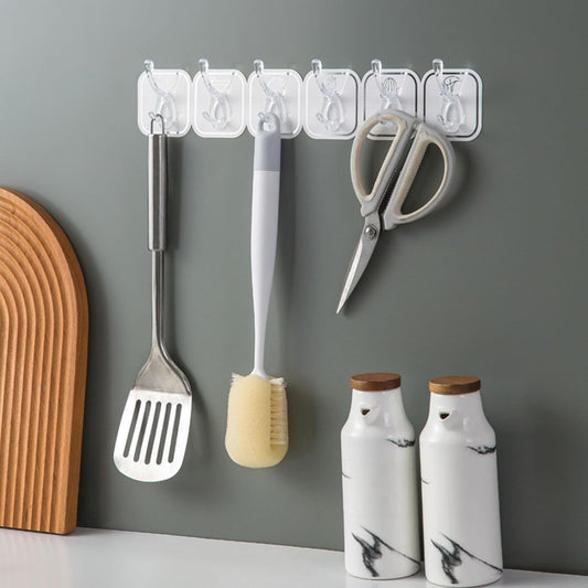 6Pcs Acrylic Wall Mounted Necklaces Organizer,6 Hooks Jewelry Stand Organizer,No Drilling Hanging Hook Strong V1259-DP01-A-772